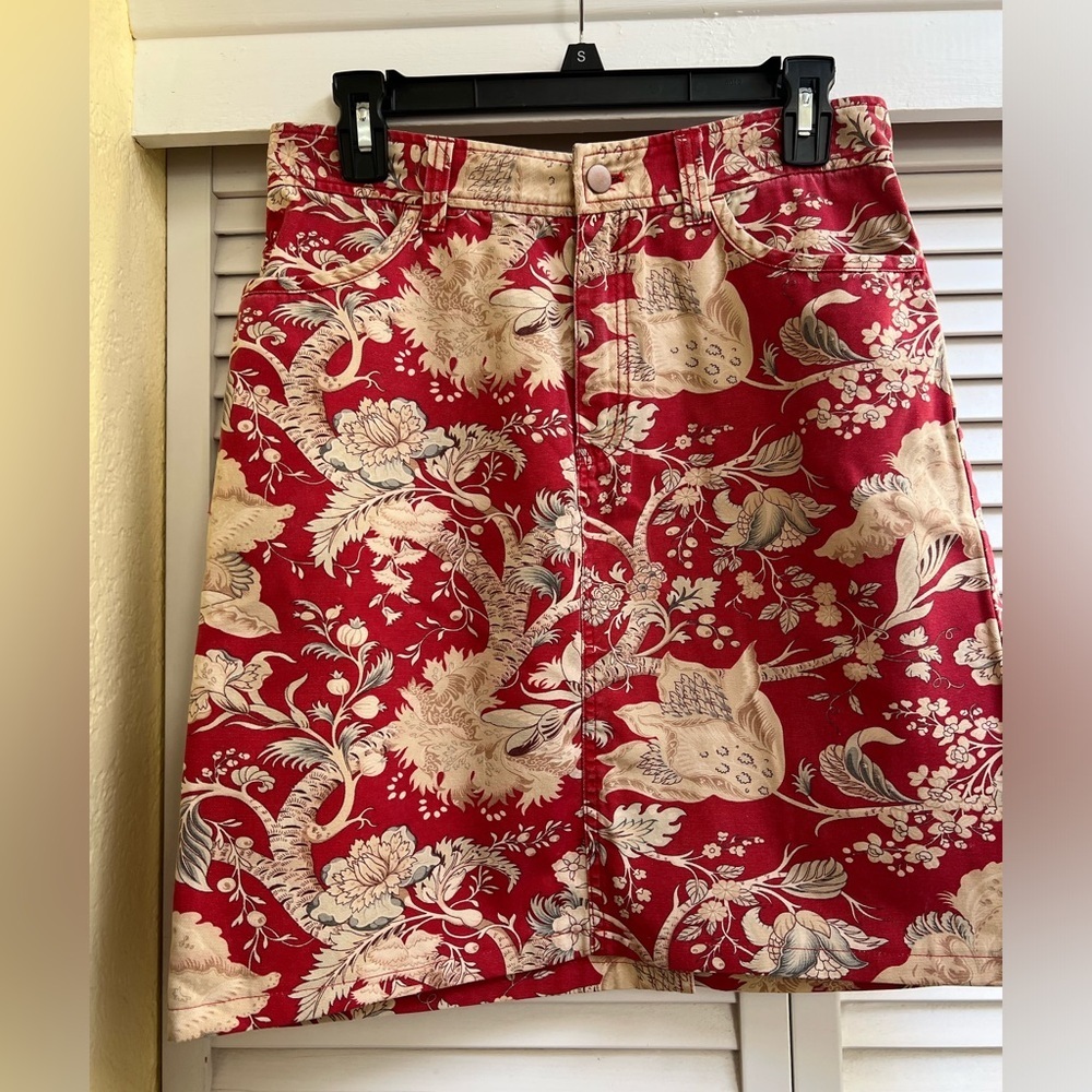 PENDLETON Red & cream Floral skirt Sz 8